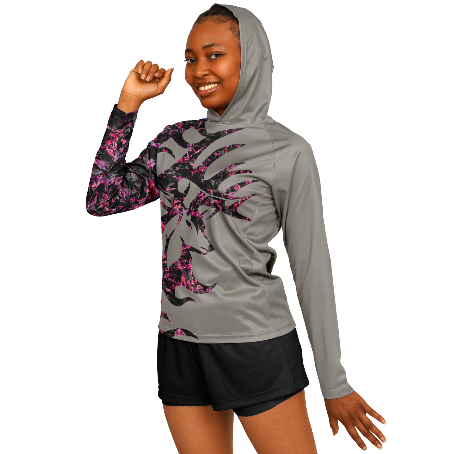 Women's Long Sleeve Hooded Performance Shirt - AOP