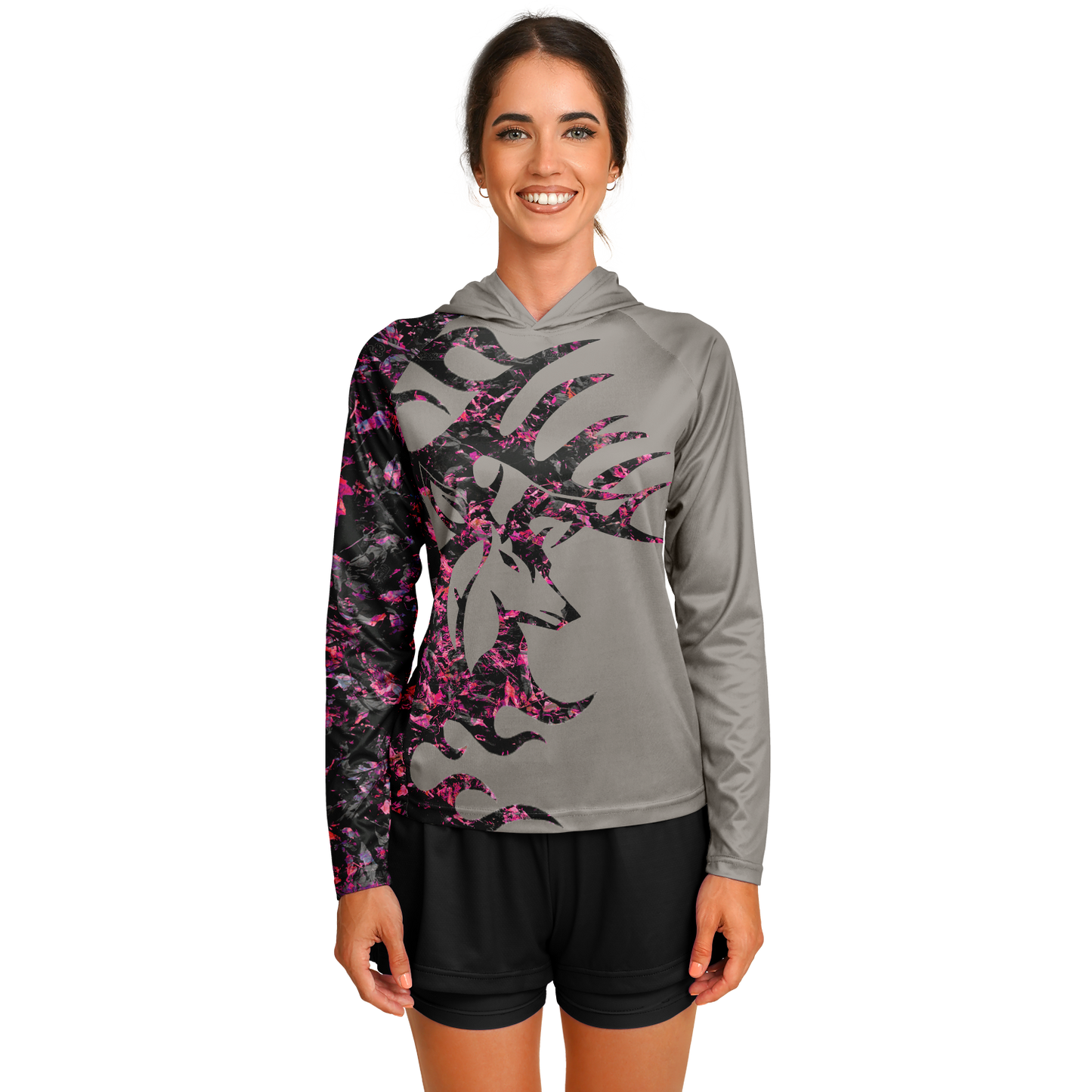 Women's Long Sleeve Hooded Performance Shirt - AOP
