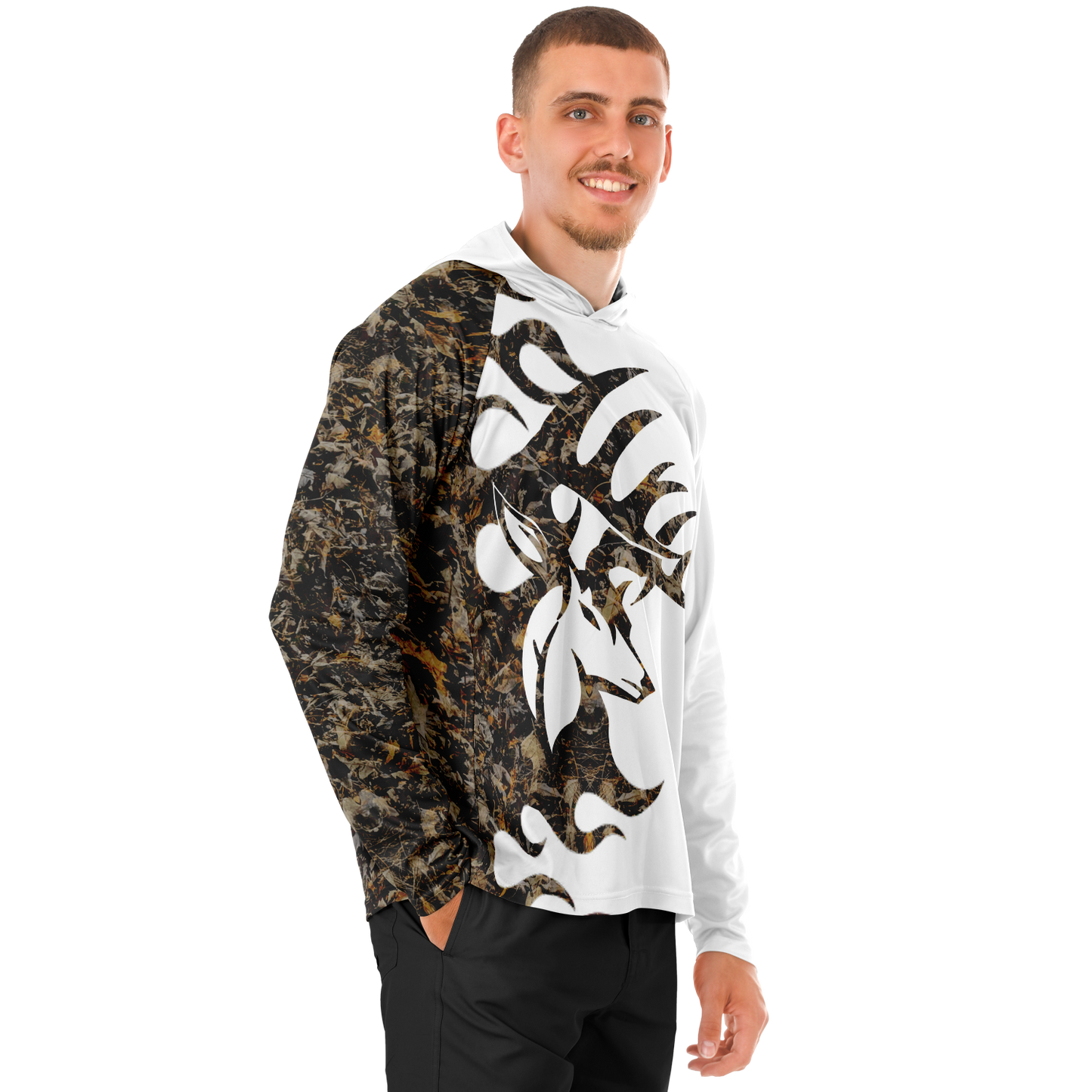 Men's Long Sleeve Hooded Performance Camo Shirt