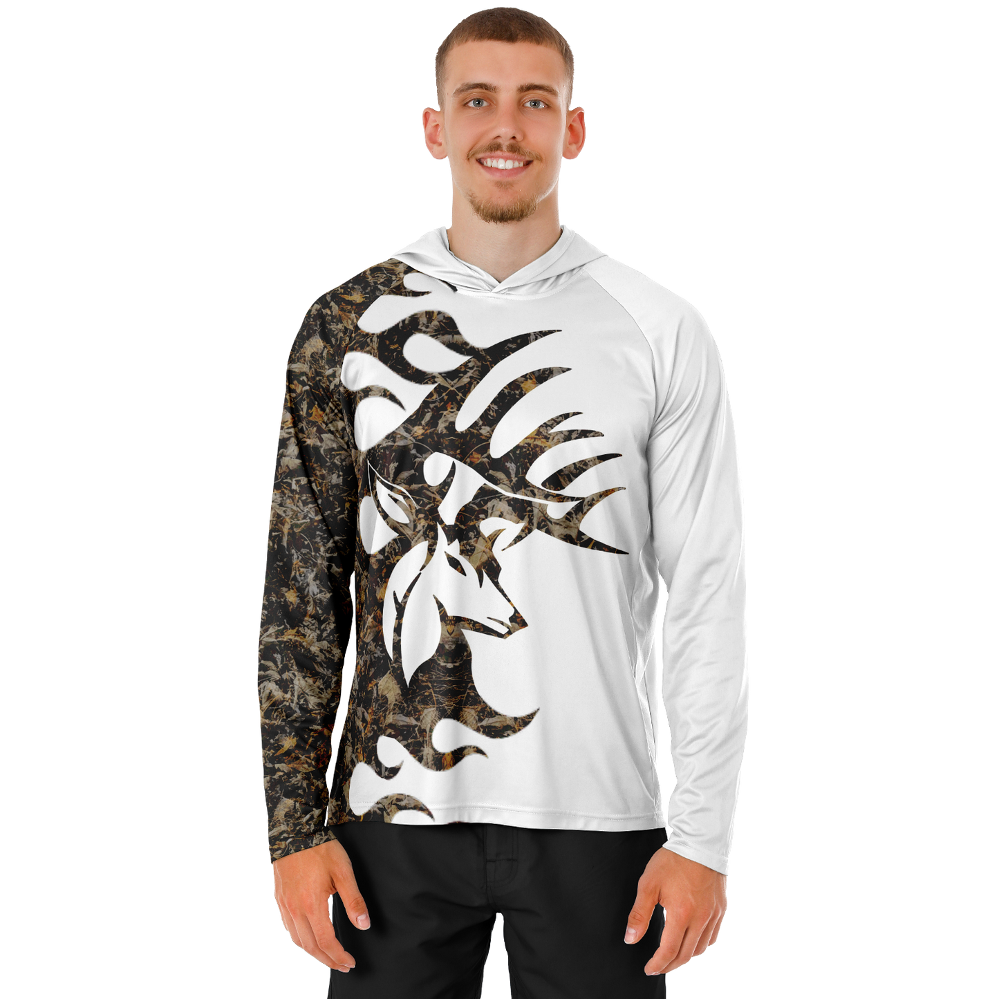 Men's Long Sleeve Hooded Performance Camo Shirt