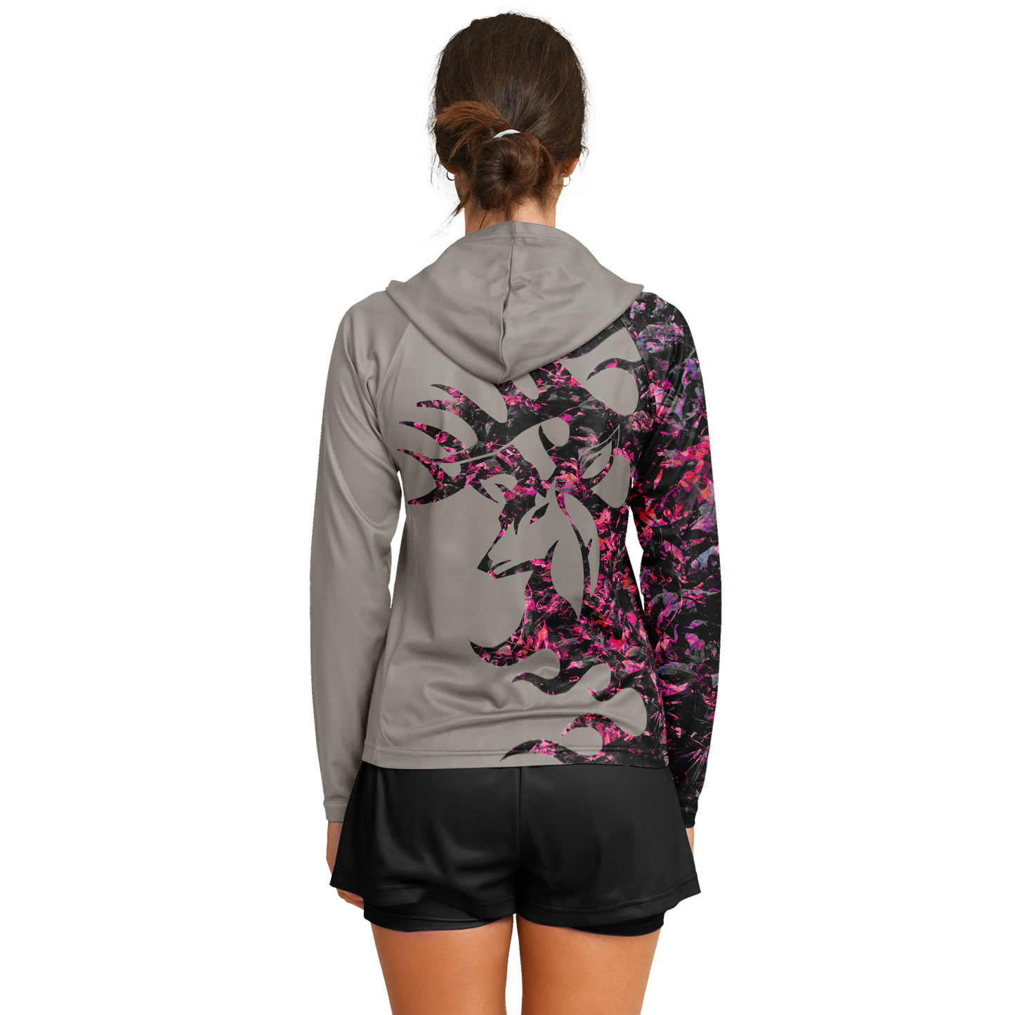 Women's Long Sleeve Hooded Performance Shirt - AOP